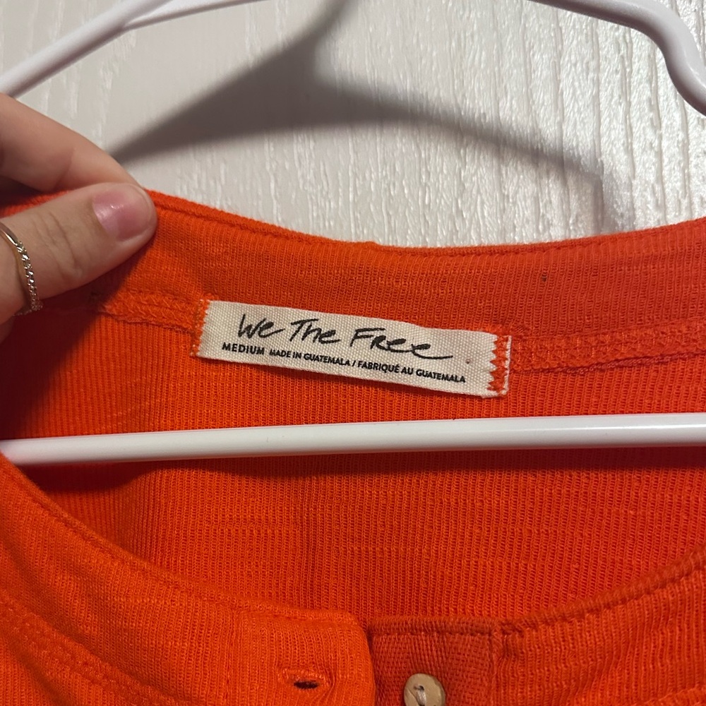 Free People We The Free Back At It Henley Top in Orange - Picture 6 of 6